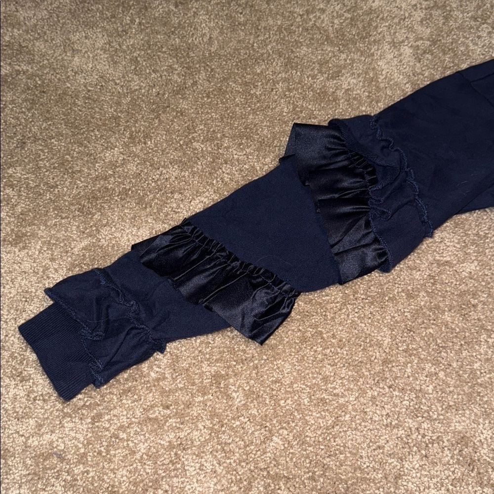 J. Crew Navy Sweatshirt with Ruffle Sleeves - size small. B6 - Picture 2 of 7
